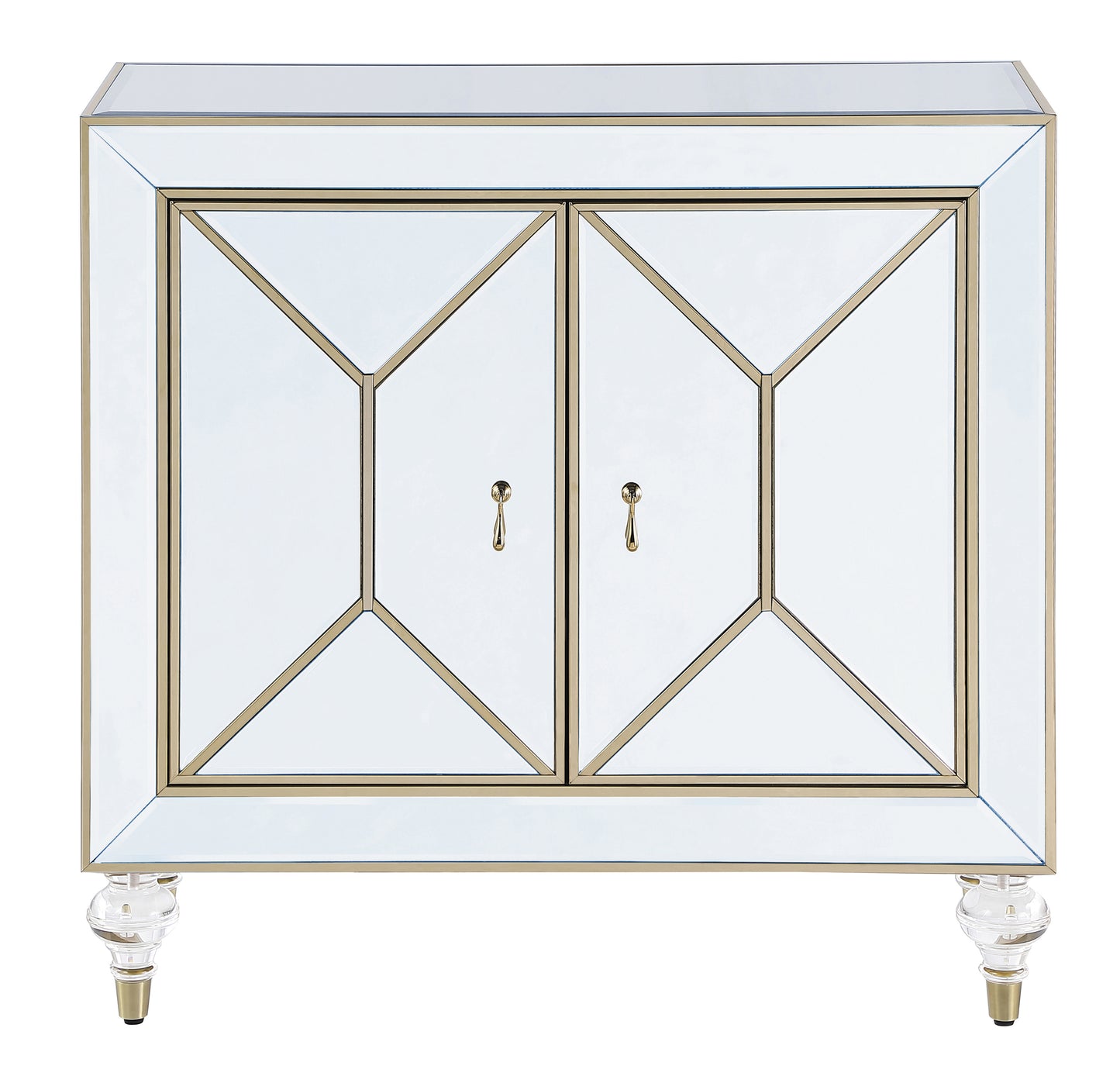 Lupin 2-door Mirrored Storage Accent Cabinet Champagne