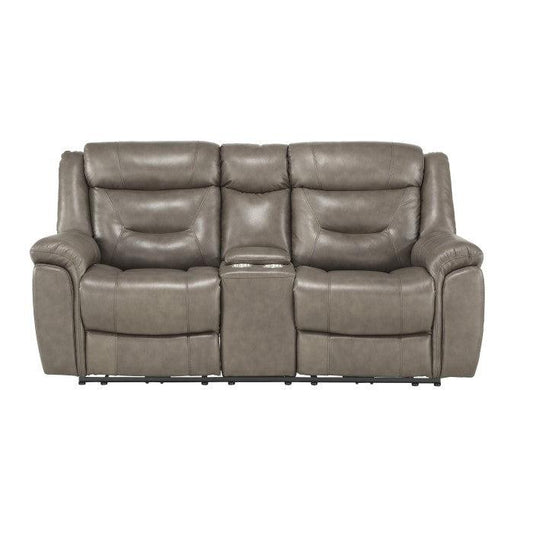 Homelegance - Kennett Power Double Reclining Love Seat With Center Console, Power Headrests And Usb Ports In Brownish Gray - 9528Brg-2Pwh - ATL FURNITURE