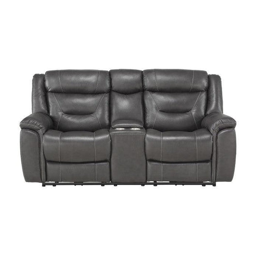 Homelegance - Kennett Power Double Reclining Love Seat With Center Console, Power Headrests And Usb Ports In Dark Gray - 9528Dgy-2Pwh - ATL FURNITURE