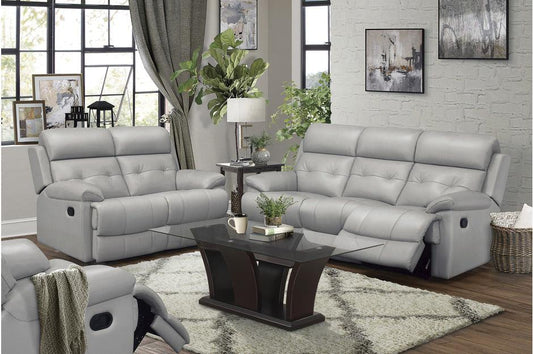 Homelegance - Lambent 2 Piece Double Reclining Sofa Set In Silver Gray - 9529Sve-3-2 - ATL FURNITURE