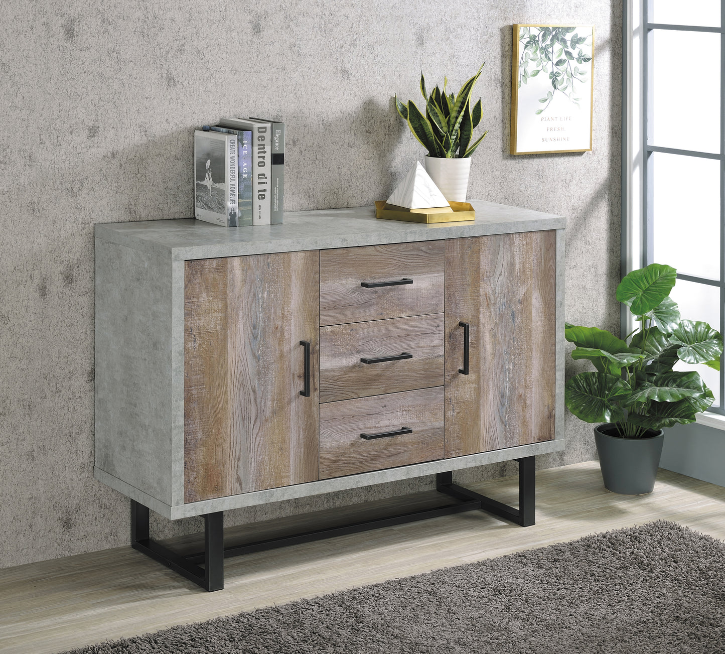 Abelardo 3-drawer Engineered Wood Cabinet Weathered Oak