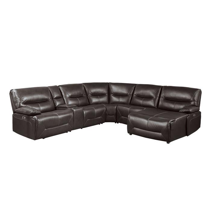 Homelegance - Dyersburg 6-Piece Power Reclining Sectional With Right Chaise In Brown - 9579Brw*6Lrrcpw - ATL FURNITURE