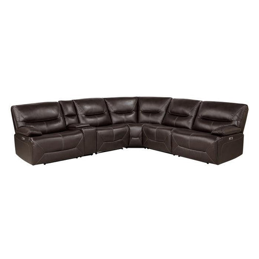 Homelegance - Dyersburg 6-Piece Power Reclining Sectional In Brown - 9579Brw*6Lrrrpw - ATL FURNITURE