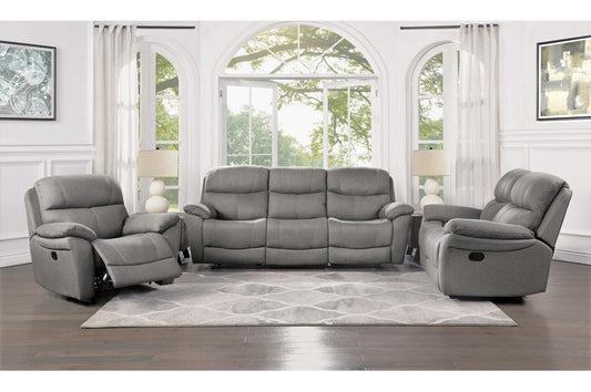 Homelegance - Longvale 3 Piece Double Reclining Living Room Set In Gray - 9580Gy-3-2-1 - ATL FURNITURE