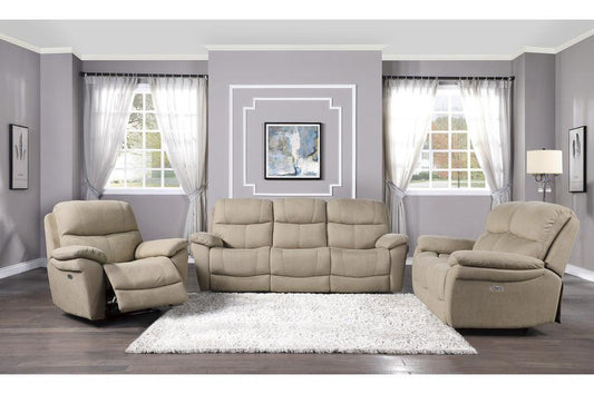 Homelegance - Longvale 3 Piece Power Double Reclining Living Room Set In Tan - 9580Tn-3Pwh-2-1 - ATL FURNITURE