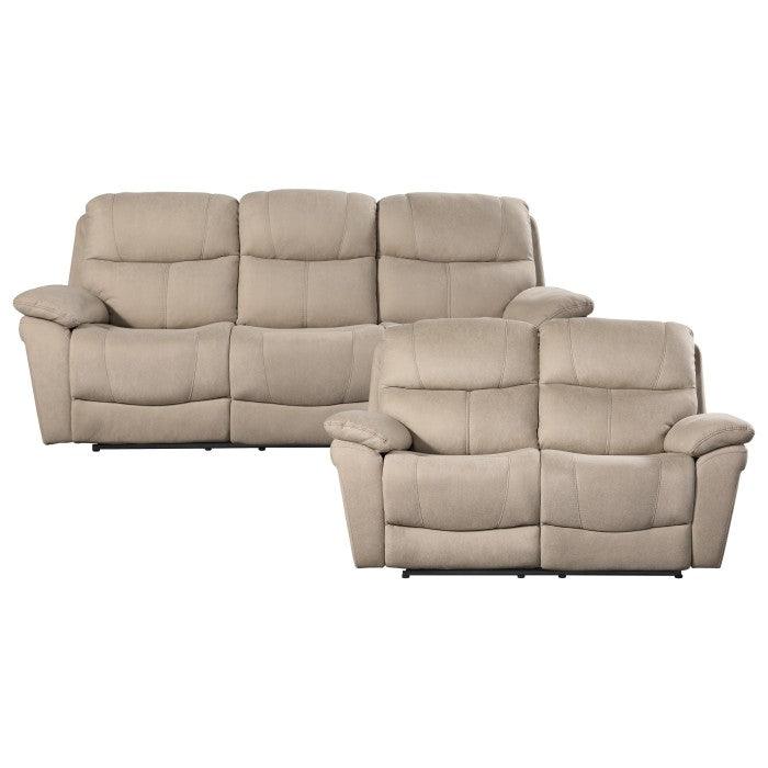 Homelegance - Longvale 2 Piece Power Double Reclining Sofa Set In Tan - 9580Tn*2Pwh - ATL FURNITURE