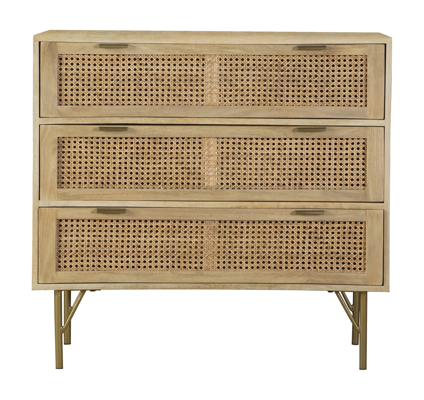 Zamora 3-drawer Wood Accent Cabinet with Woven Cane Natural