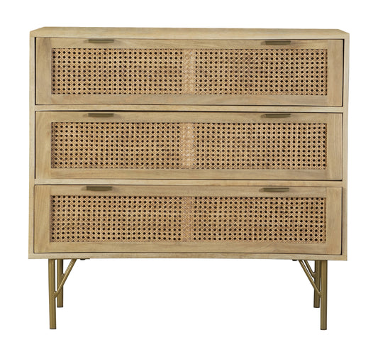 Zamora 3-drawer Wood Accent Cabinet with Woven Cane Natural