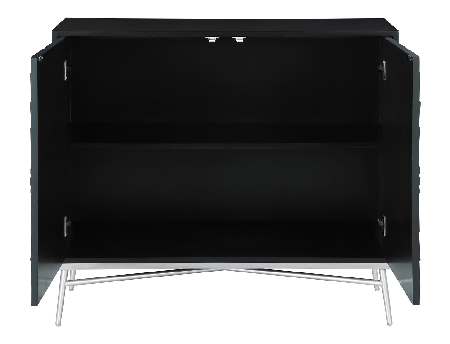 Josie 2-door Wood Sunburst Accent Cabinet Black and Silver