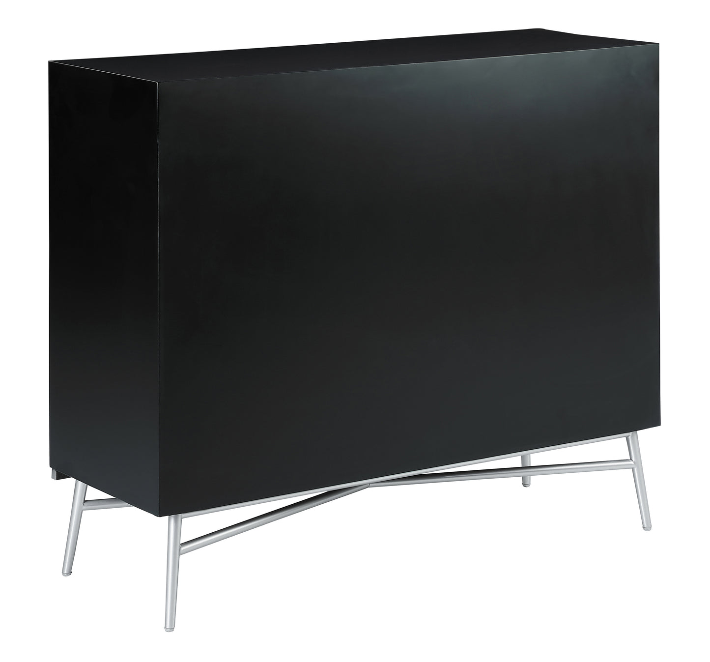 Josie 2-door Wood Sunburst Accent Cabinet Black and Silver