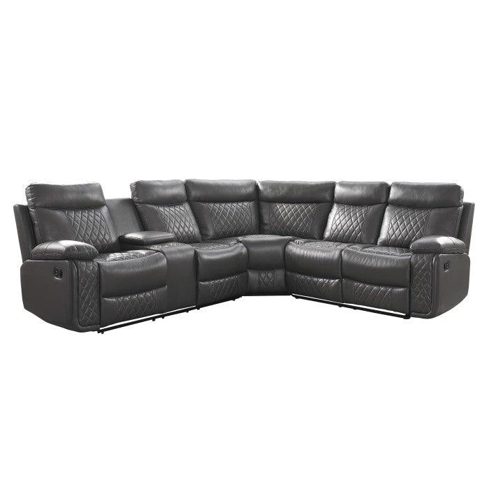 Homelegance - Socorro 3-Piece Reclining Sectional - 9599Gry*Sc - ATL FURNITURE