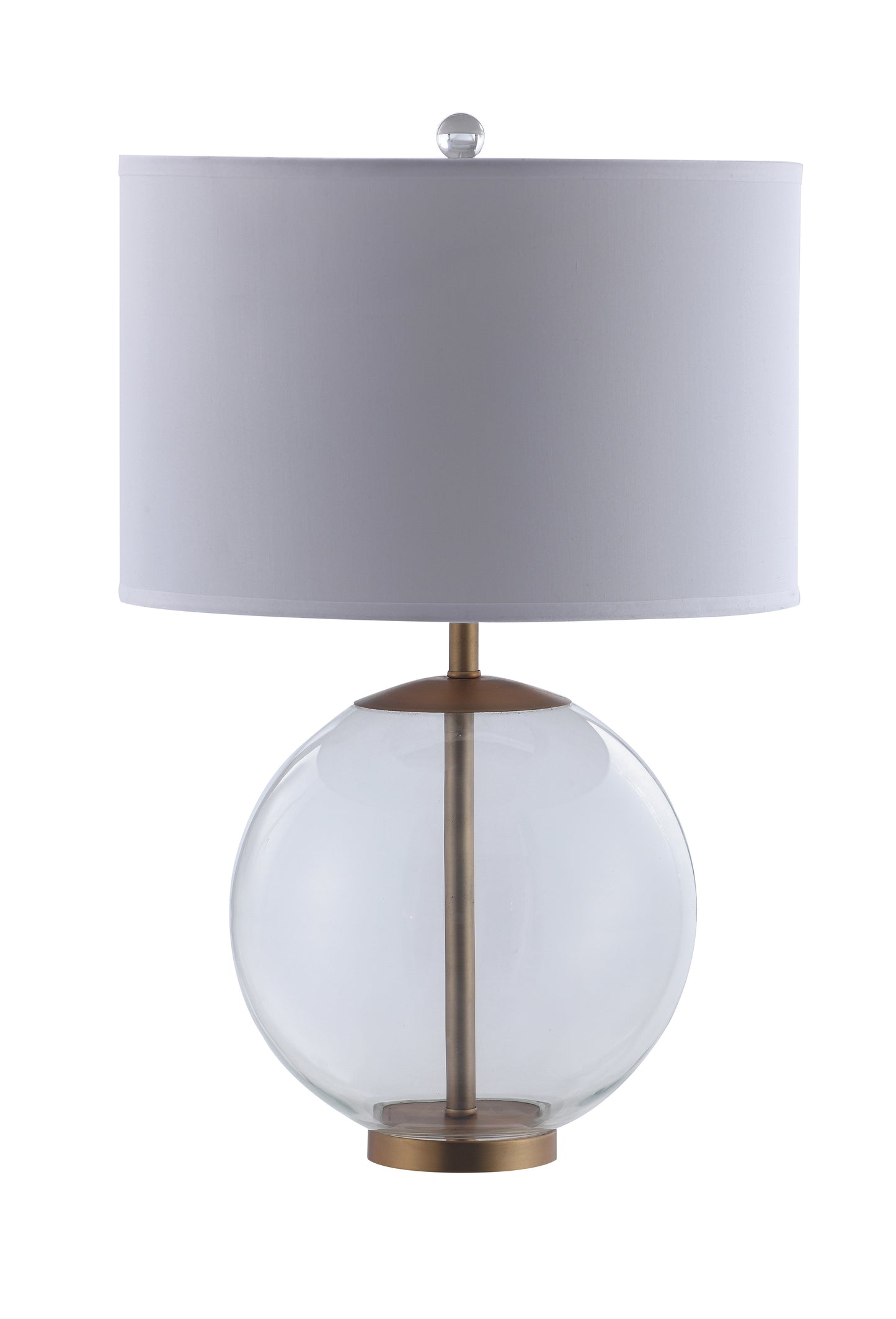 Kenny 27-inch Drum Shade Clear Glass Table Lamp Brass