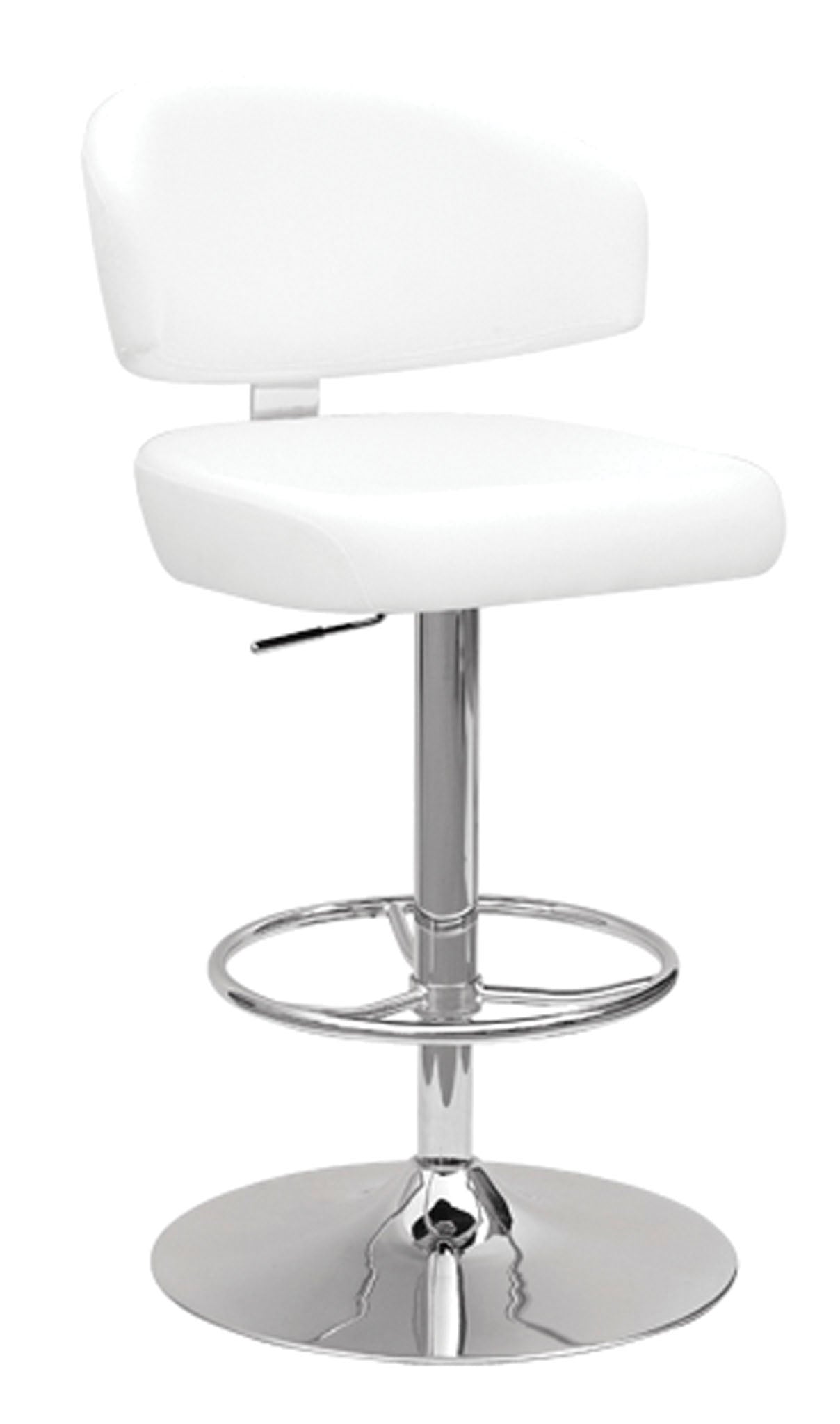 Deka White PU & Chrome Adjustable Stool (1Pc) - ATL FURNITURE