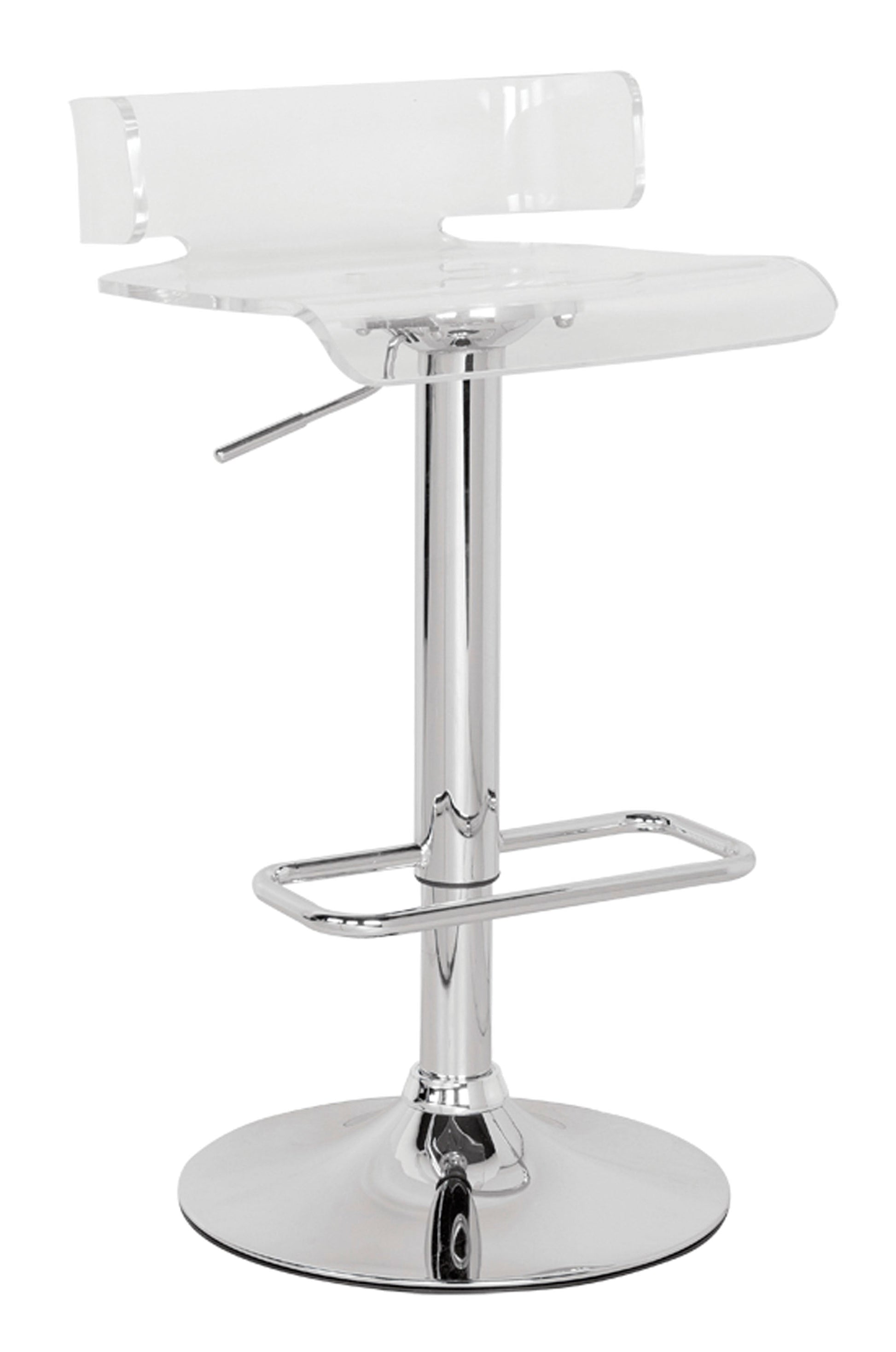 Rania Clear & Chrome Adjustable Stool (1Pc) - ATL FURNITURE