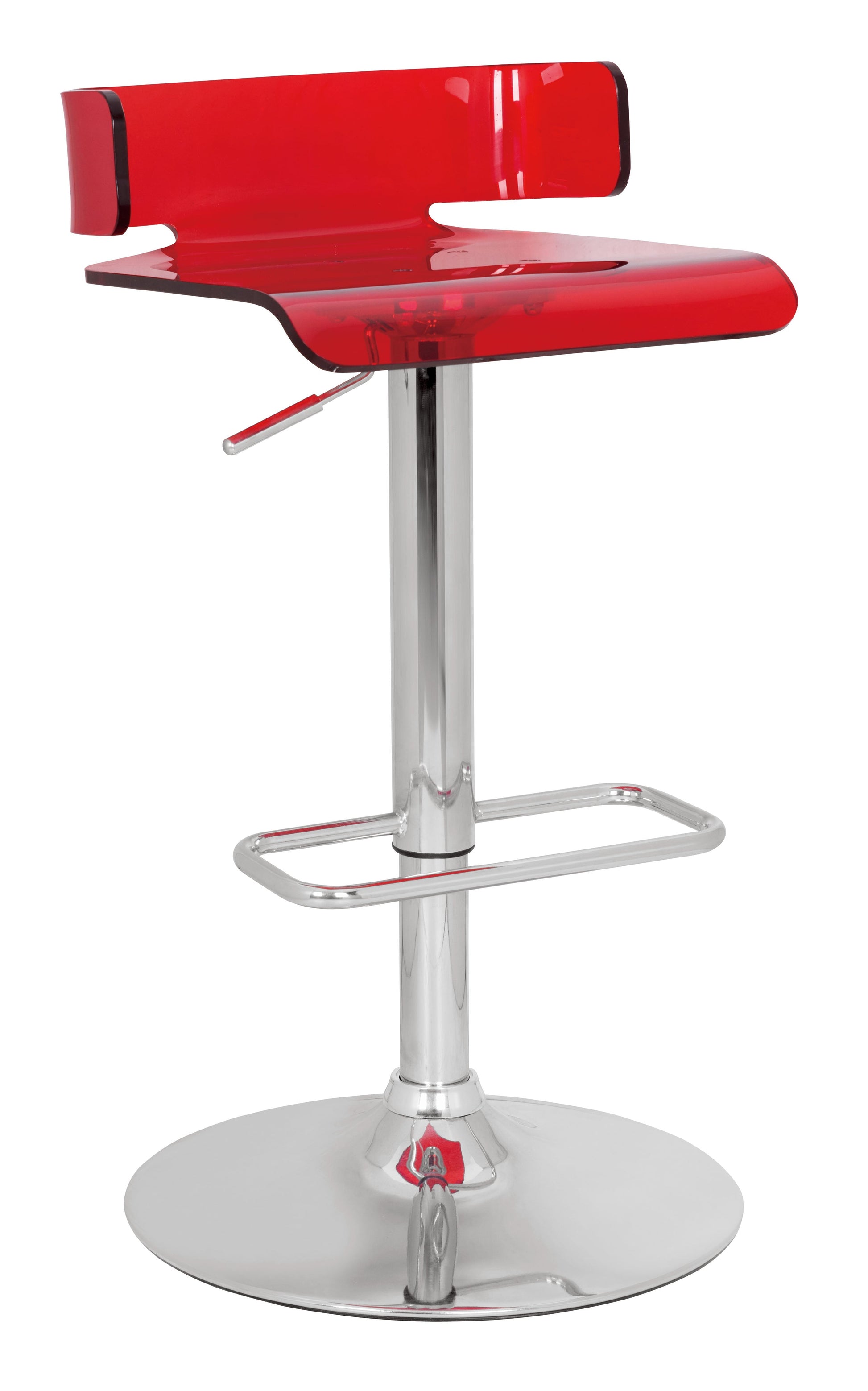 Rania Red & Chrome Adjustable Stool (1Pc) - ATL FURNITURE