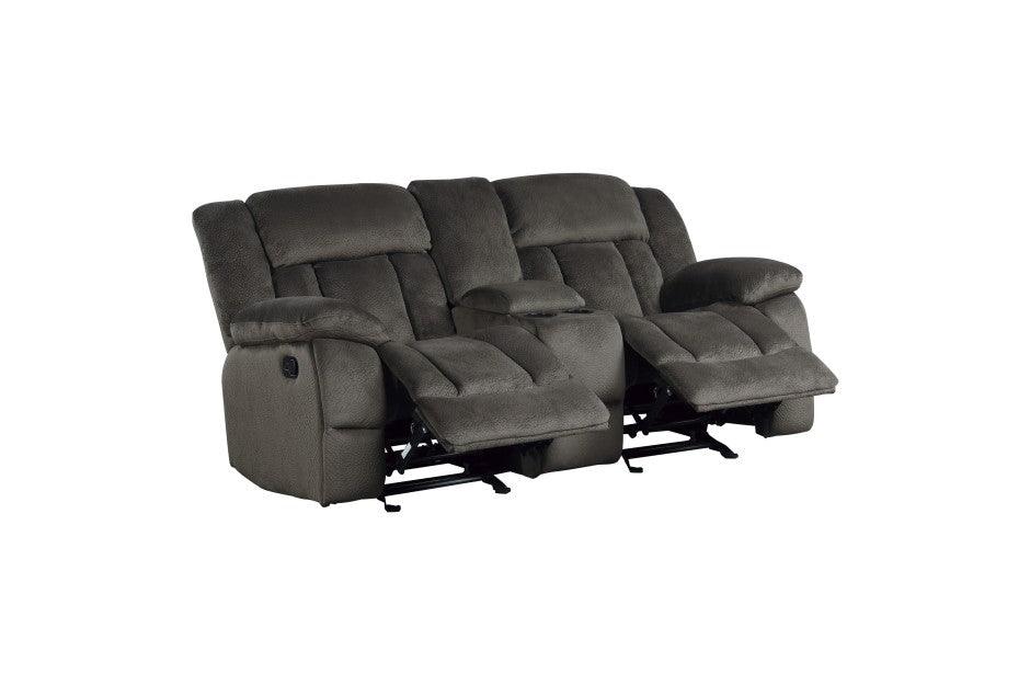 Homelegance - Laurelton Chocolate Double Glider Reclining Love Seat W- Cntr Console - 9636-2 - ATL FURNITURE