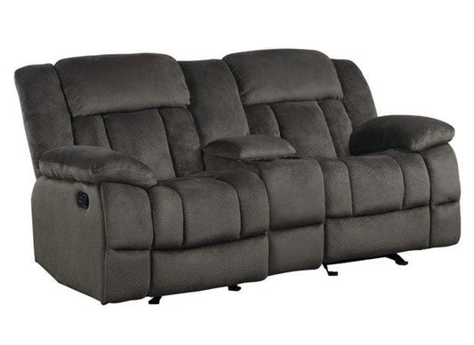 Homelegance - Laurelton Chocolate Double Glider Reclining Love Seat W- Cntr Console - 9636-2 - ATL FURNITURE