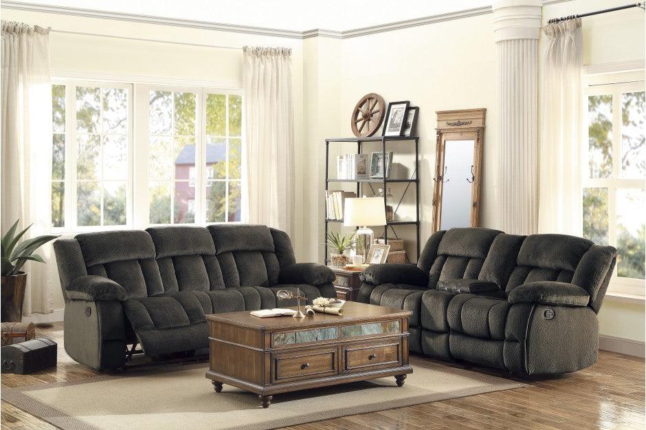 Homelegance - Laurelton Chocolate Double Glider Reclining Love Seat W- Cntr Console - 9636-2 - ATL FURNITURE