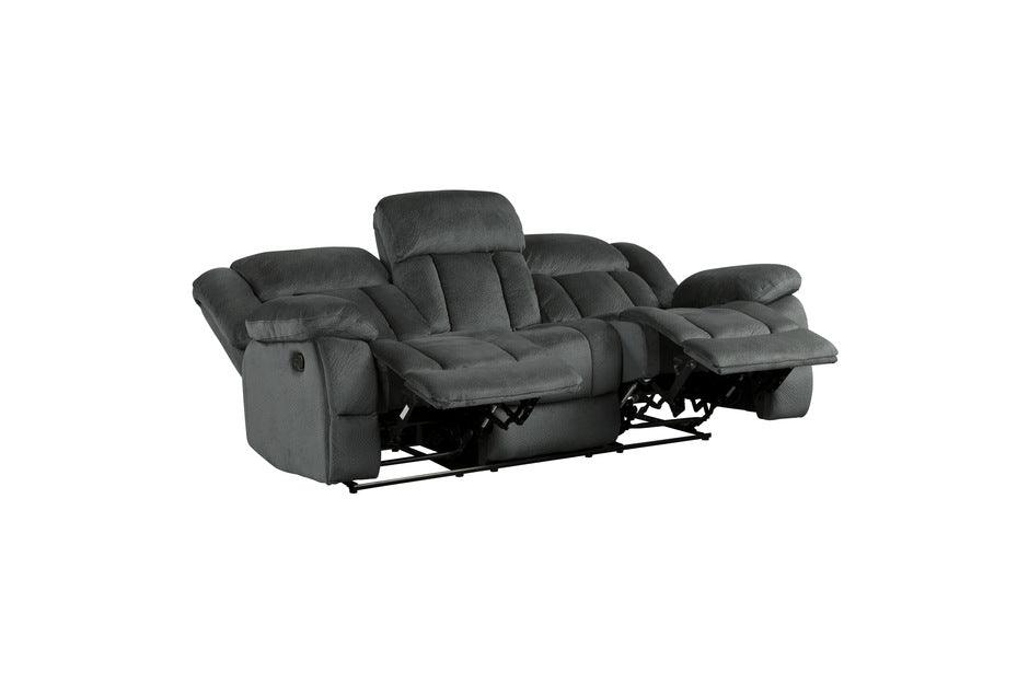 Homelegance - Laurelton Charcoal Double Glider Reclining Love Seat W- Cntr Console - 9636Cc-2 - ATL FURNITURE