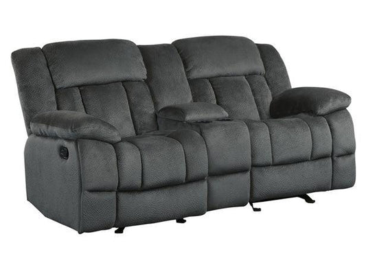 Homelegance - Laurelton Charcoal Double Glider Reclining Love Seat W- Cntr Console - 9636Cc-2 - ATL FURNITURE