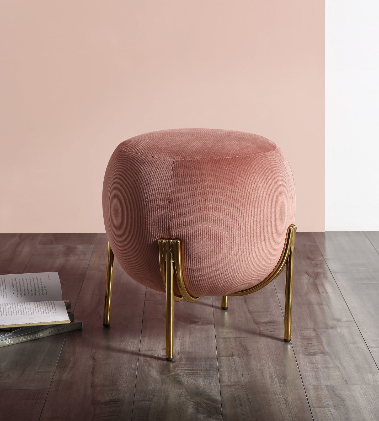 Spraxis Dusty Rose Corduroy Ottoman - ATL FURNITURE