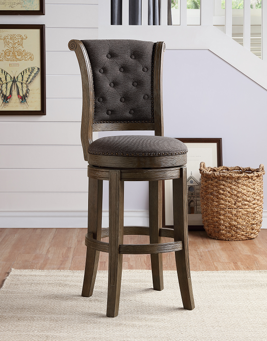 Glison Charcoal Fabric & Walnut Counter Height Chair (1Pc) - ATL FURNITURE