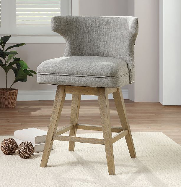 Everett Fabric & Oak Counter Height Chair - ATL FURNITURE