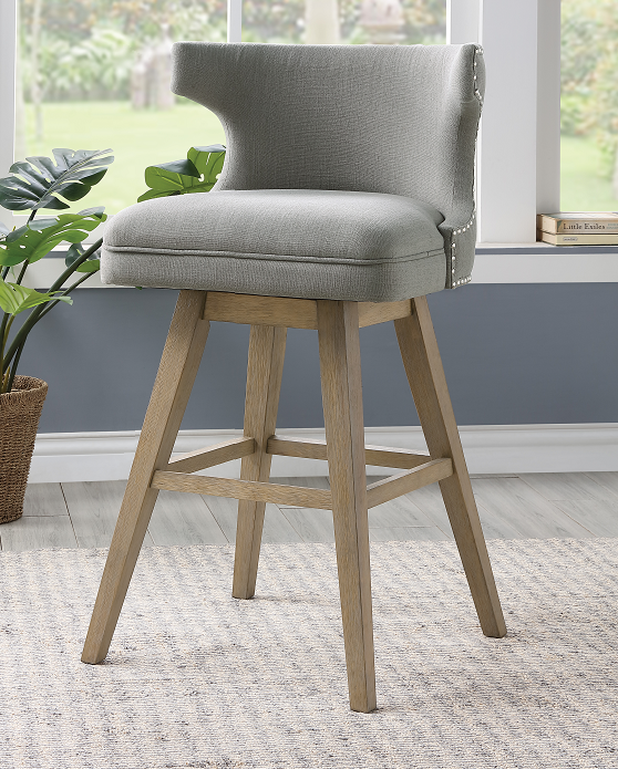 Everett Fabric & Oak Bar Chair - ATL FURNITURE