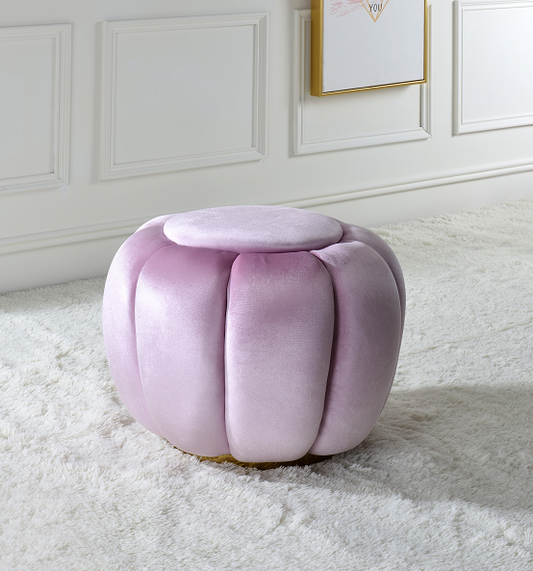 Heiress Bubblegum Pink Velvet Ottoman - ATL FURNITURE