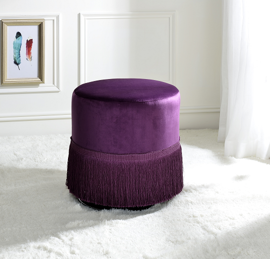 Clivia Eggplant Velvet Ottoman - ATL FURNITURE