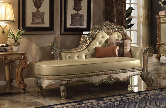 Acme Vendome Chaise in Gold Patina 96485 - ATL FURNITURE