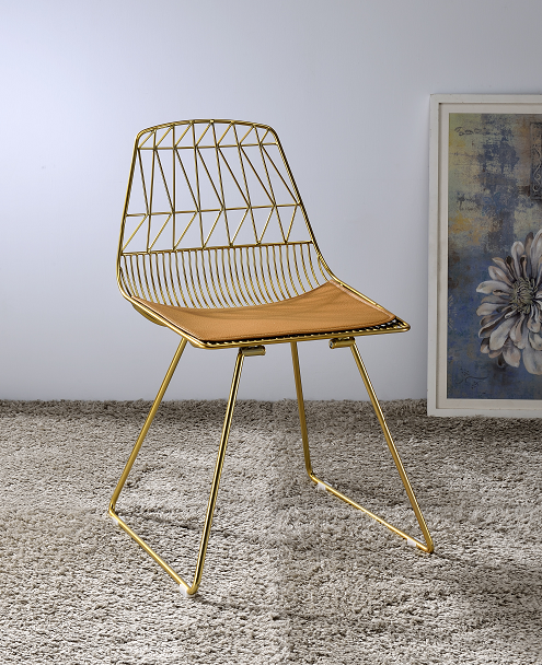 Faina Whiskey PU & Gold Side Chair - ATL FURNITURE