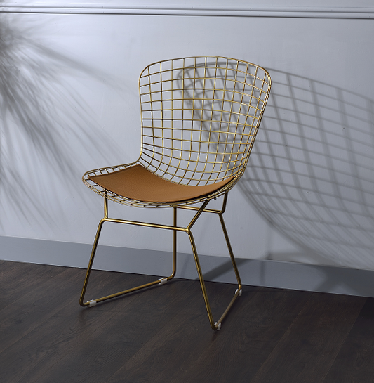 Achellia Whiskey PU & Gold Side Chair - ATL FURNITURE