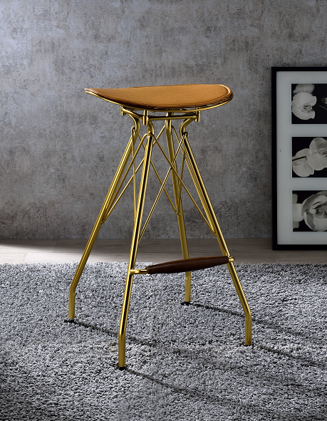 Dragea Whiskey PU & Gold Bar Stool - ATL FURNITURE