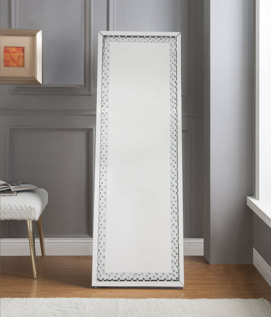 Nysa Mirrored & Faux Crystals Accent Mirror (Floor) - ATL FURNITURE