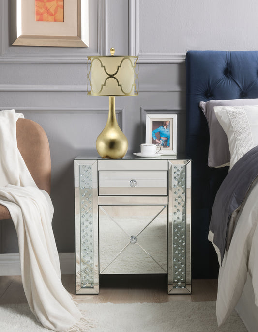 Maisha Mirrored & Faux Crystals Accent Table - ATL FURNITURE