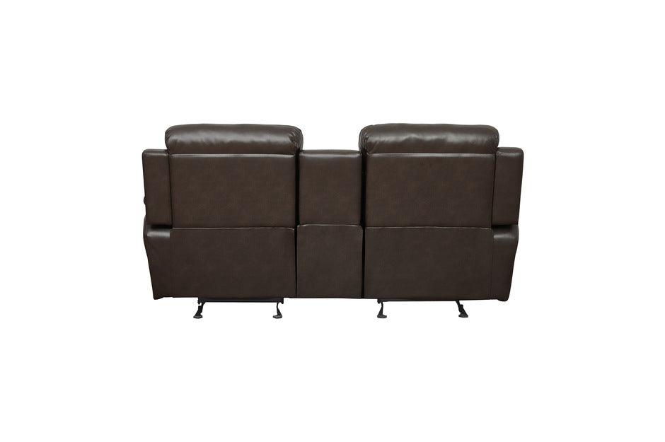 Homelegance - Marille Dark Brown Double Glider Reclining Love Seat W- Cntr Console - 9724Brw-2 - ATL FURNITURE