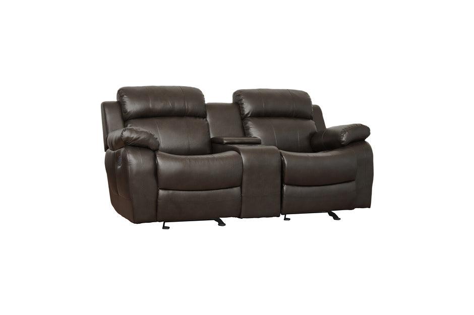 Homelegance - Marille Dark Brown Double Glider Reclining Love Seat W- Cntr Console - 9724Brw-2 - ATL FURNITURE