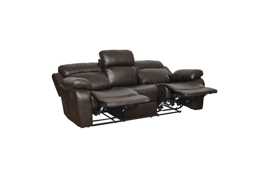 Homelegance - Marille Dark Brown Double Reclining Sofa W- Cntr Drop-Down Cup-Hldr - 9724Brw-3 - ATL FURNITURE