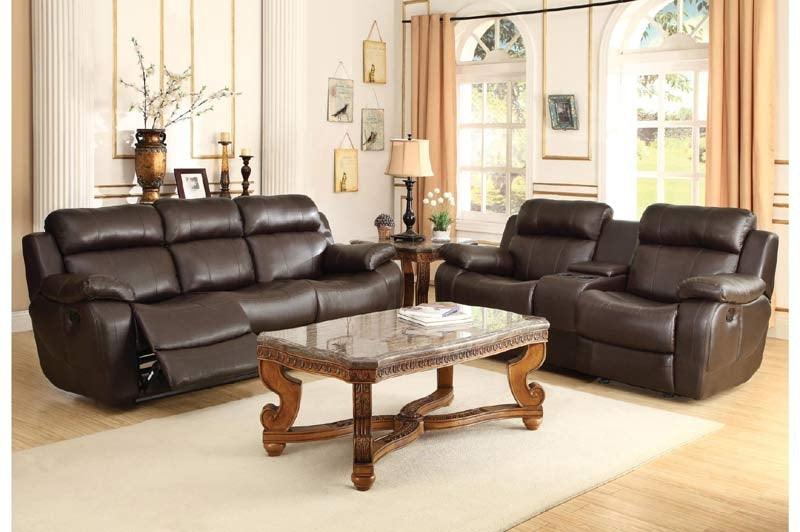 Homelegance - Marille Dark Brown 3 Piece Living Room Set - 9724Brw-3-2-1 - ATL FURNITURE