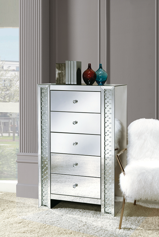 Nysa Mirrored & Faux Crystals Chest - ATL FURNITURE