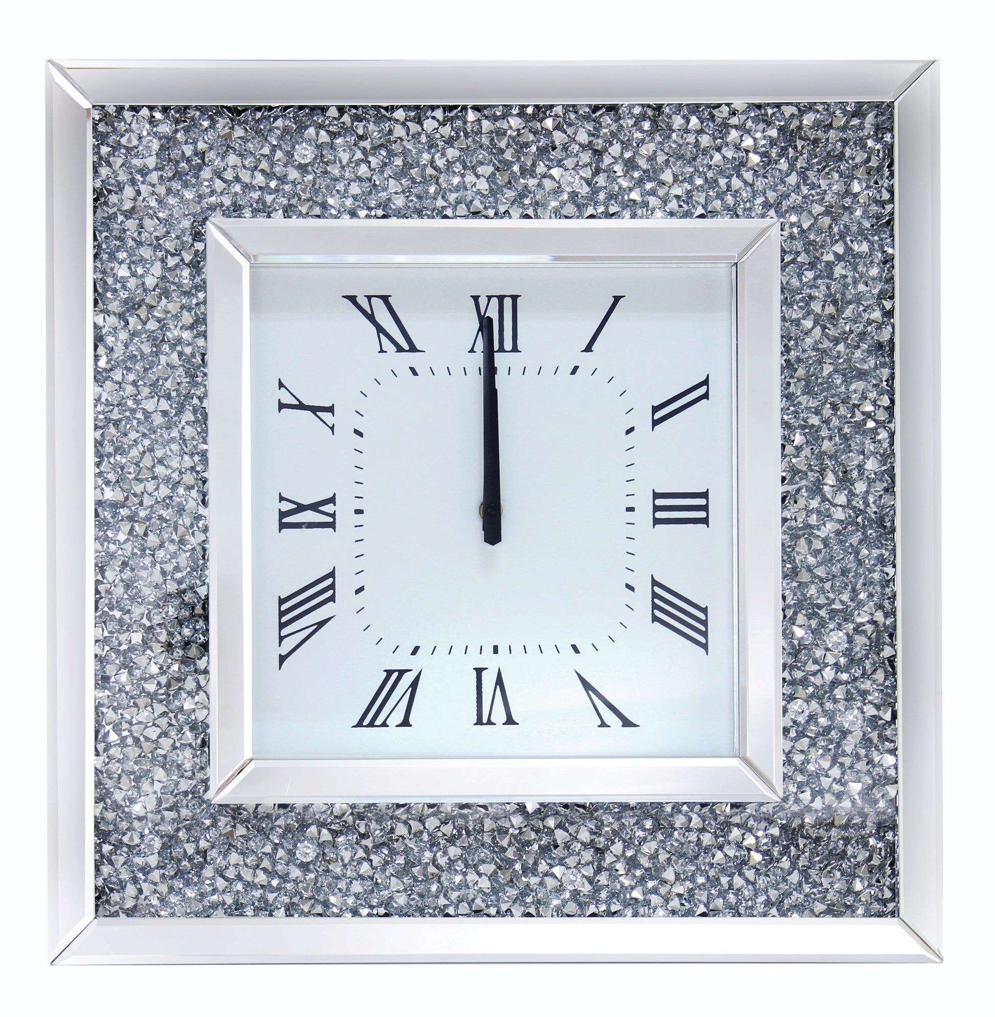 Noralie Mirrored & Faux Diamonds Wall Clock - ATL FURNITURE