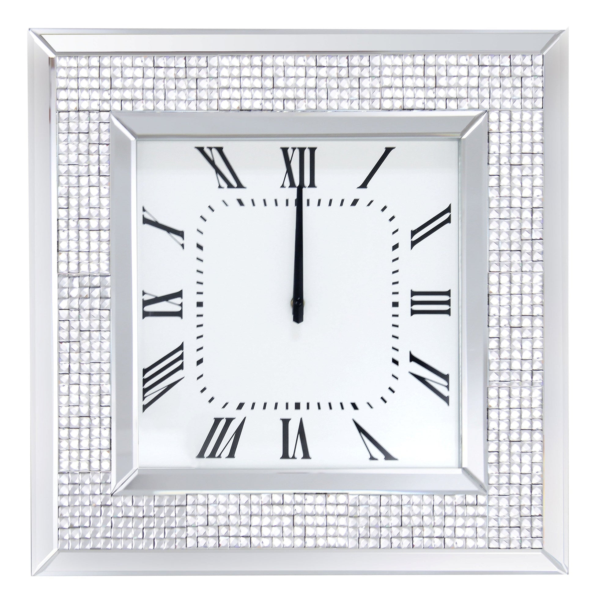 Iama Mirrored & Faux Rhinestones Wall Clock - ATL FURNITURE