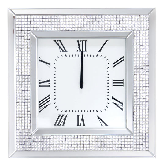 Iama Mirrored & Faux Rhinestones Wall Clock - ATL FURNITURE