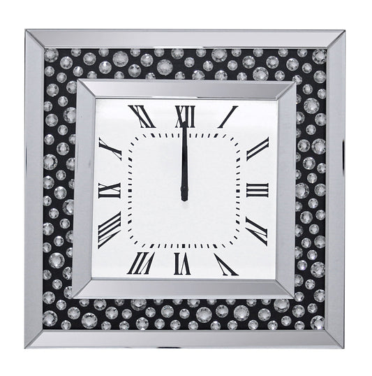 Marku Mirrored & Faux GemStones Wall Clock - ATL FURNITURE