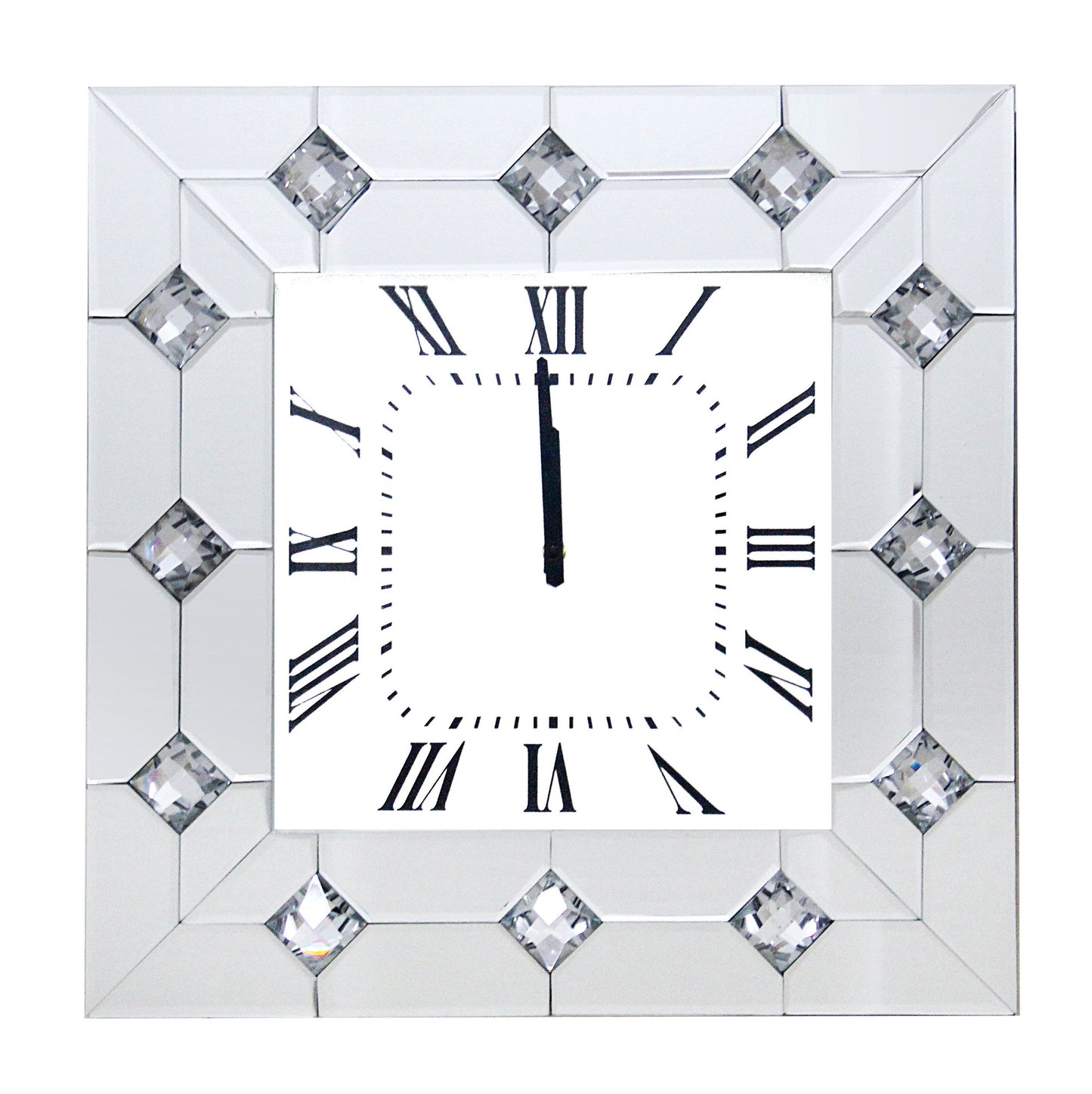 Hessa Mirrored & Faux Rhinestones Wall Clock - ATL FURNITURE