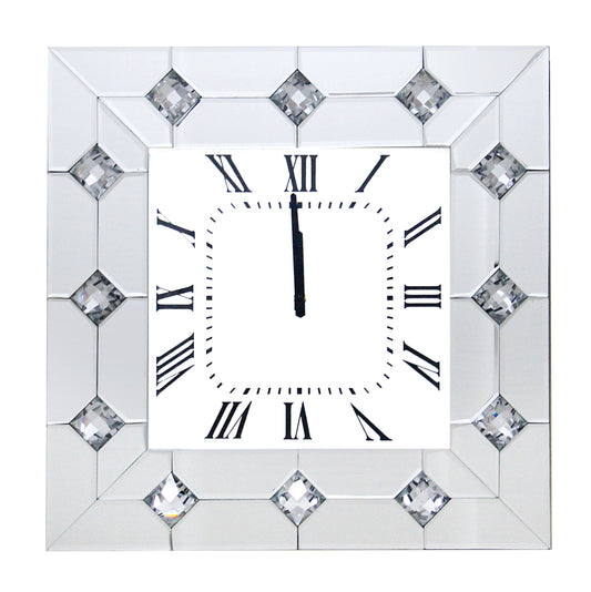 Hessa Mirrored & Faux Rhinestones Wall Clock - ATL FURNITURE