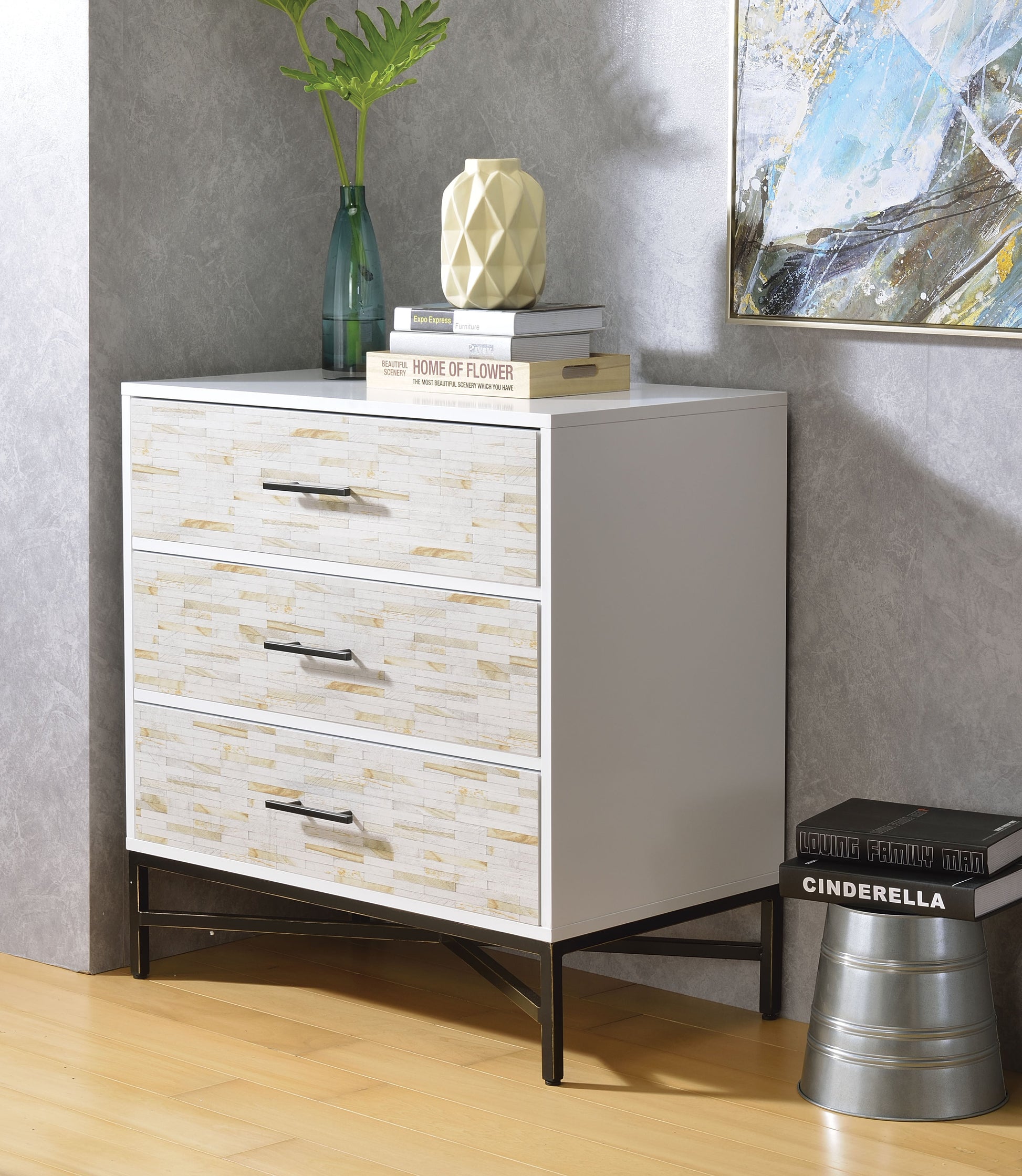 Uma White & Weathered Wood Pattern Console Table - ATL FURNITURE