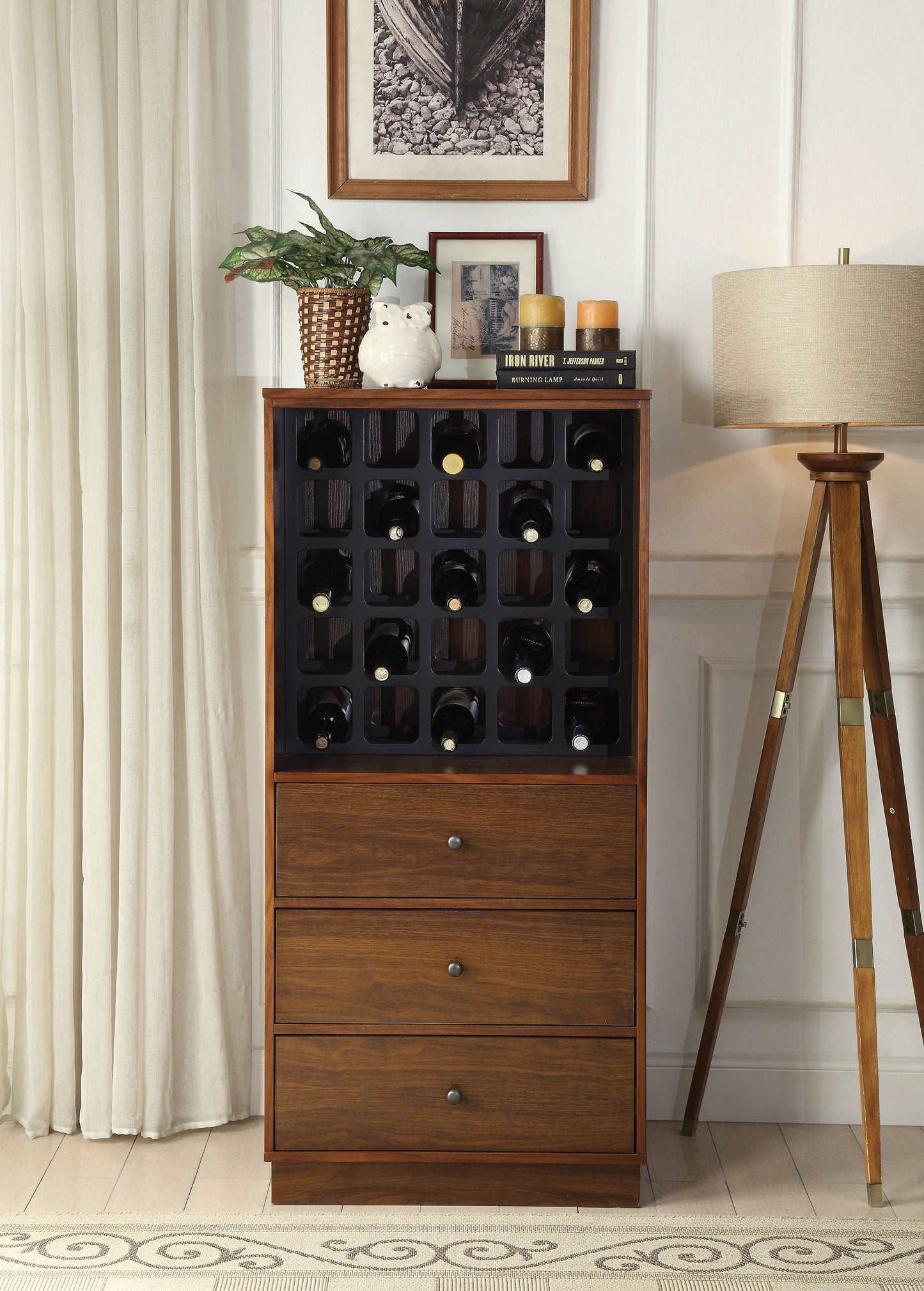 Wiesta Walnut Wine Cabinet - ATL FURNITURE