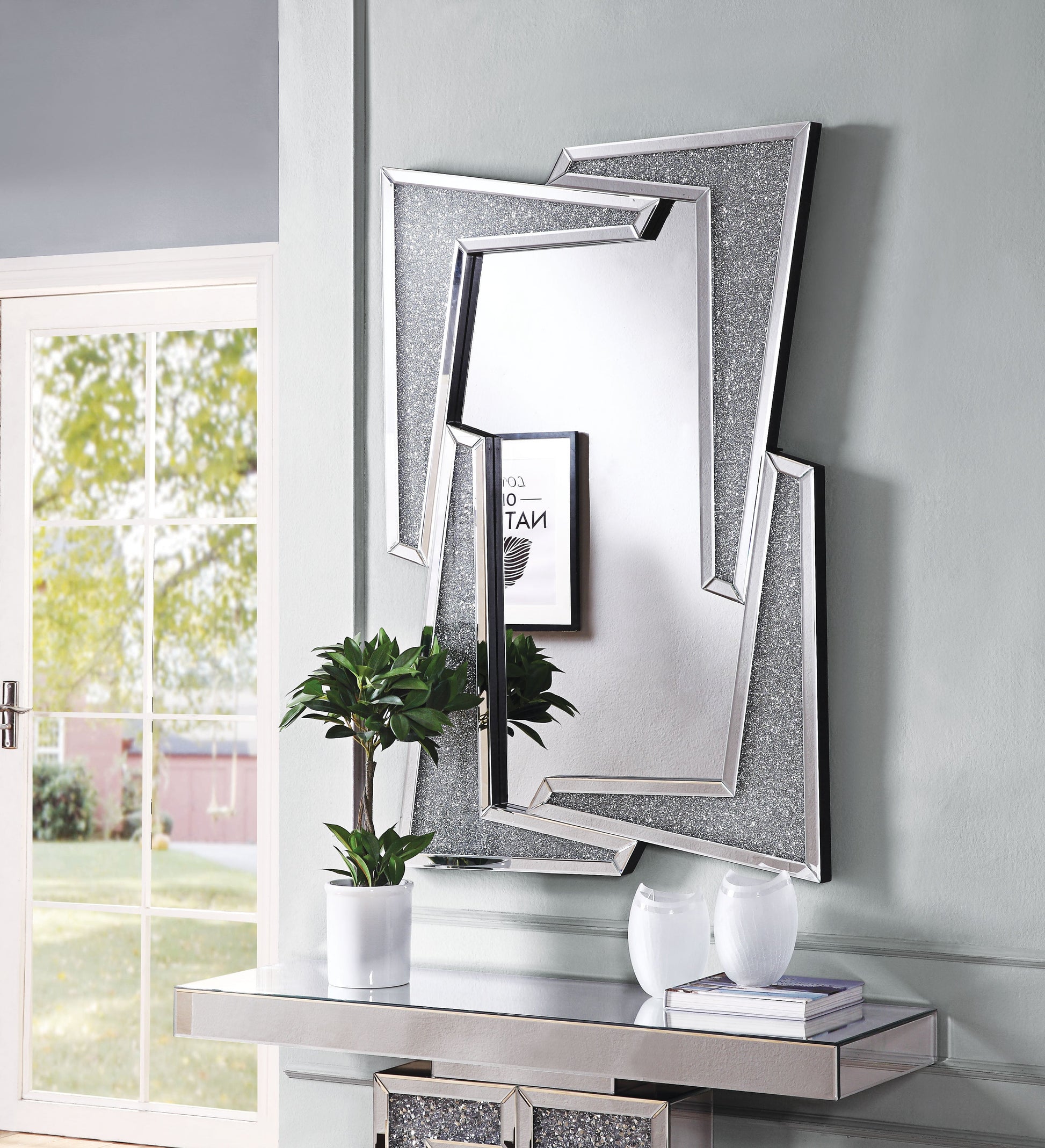 Noralie Mirrored & Faux Diamonds Wall Decor - ATL FURNITURE